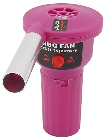 Portable Battery Powered BBQ Fan Air Blower, Handheld Barbecue Fan for Charcoal Grill, Compact 1.5V Purple Fire Starter with Aluminum Tube for Outdoor Camping Picnic