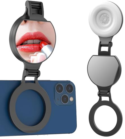 Magnetic Selfie Light, Soft Adjustable Lighting Mirror, 10 Inches Phone Fill Light with USB Charging, Ring Lights with Adjustable Brightness, Desk Computer Streaming Portable Design