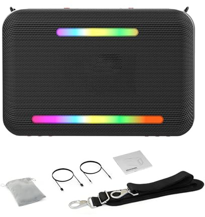 Ejoyous Altoparlante Portatile Altoparlante Wireless con Bassi di Potenza da 120 W e Luci RGB Suono Stereo BT 5.3 24000 MAh per Feste, Campeggio, Spiaggia, Viaggi all'aperto (BLACK)