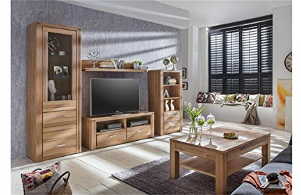 moebelstore24 Wohnwand Anbauwand TABER Kernbuche Teilmassiv