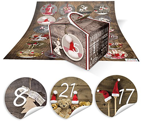 Logbuch-Verlag 24 Adventskalender Schachteln zum Befüllen Weihnachtsschachtel für DIY Adventkalender mit Zahlen 1-24