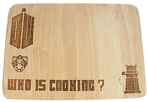 Doctor Who Dalek Tardis Cybermen - Tabla de madera para cortar quesos, cocina, cocina, hornear, regalo (madera dura premium, 24 x 17 x 1,5 cm)