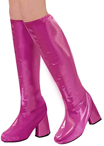 Amakando Disco Gamaschen Überziehschuhe/Pink/Stulpen Fake-Lackstiefel/Glanzpunkt zu Fastnacht & Karneval