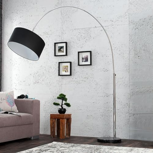cagü XL Design Retro Lounge Bogenlampe SONOR Schwarz Marmorfuss Schwarz 170-200cm Höhe verstellbar