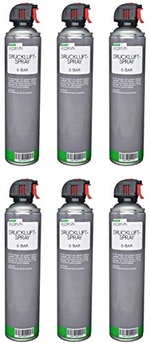 KOKA Druckluftspray PC Reinigung 6 × 600ml – Compressed Air Duster mit 6 Bar – Anti Staub Spray für Keyboard Cleaner, Computer, Kamera, Elektronik – Luftspray Druckluftdose als PC Luftdruck Reiniger