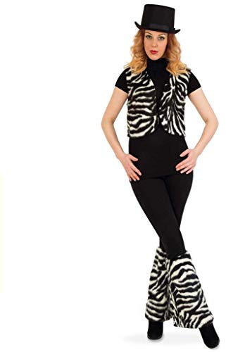 Set Zebra, Weste + Stulpen Plüsch, Tierkostüm Fasching Karneval Party (M)