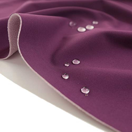 TOLKO Outdoor Softshell Stoff mit Fleece | Wasserdicht Elastisch Atmungsaktiv | Allwetterstoff für Jacke Hose | zum Wandern Radfahren Joggen Reiten Bergsteigen 145cm breit Meterware (Brombeere)