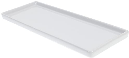 Yardwe Badezimmer Tablett Weiss Keramik, Rechteckige Tablett für Zahnpasta, Seife, Schmuck, KüChenspüLe, 23 x 9.4 x 1.5 cm