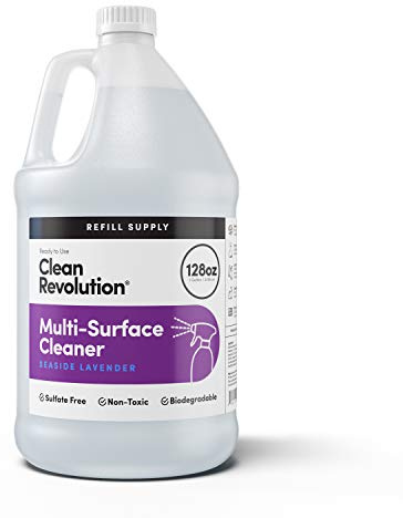 Clean Revolution Multi Surface Cleaner Refill Supply, Non-Toxic, Eco-Friendly & Plant-Based, Ready to Use, Seaside Lavender, 128 Fl Oz (1 Gallon)