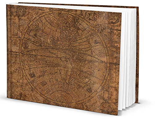 Logbuch-Verlag Notizbuch A4 Querformat vintage leeres Buch weiße Blätter Weltkugel Reisetagebuch Gästebuch 148 Seiten