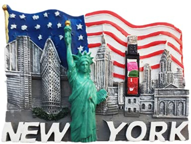 MUYU Magnet 3D-Kühlschrankmagnet, Motiv: New York USA, Souvenir, Geschenk, Zuhause, Küche, Kühlschrank, Dekoration, Kollektion, 7,2 x 5,3 cm, Harz und Magnet, 1 Stück