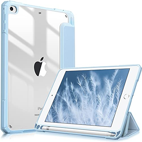 Fintie Hybrid Hülle für iPad mini 5 2019/ iPad mini 4. Gen (7,9 Zoll) | Schlanke Schutzhülle mit transparenter Hard-PC-Rückseite, Stoßfest, Stifthalter & Auto-Sleep/Wake, Himmelblau