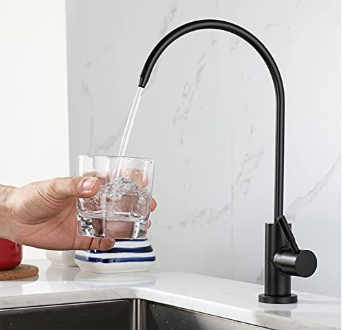 Grifo de Osmosis Inversa, UCMDA Grifo de Cocina para Acero Inoxidable, Giratorio 360° Grifo de Osmosis Inversa con adaptador de 4 Grifo se Adapta a La Mayoría de Las Unidades de Osmosis Inversa, Negro