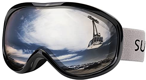 Supertrip gafas de esquí hombres mujeres gafas de snowboard para esquiadores protección antivaho UV400 deportes de invierno esquí (Black/Brown)