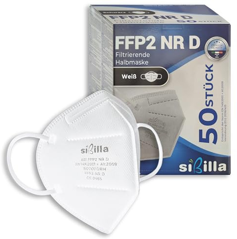 Mascarillas FFP2 50 Unidades – Blancas Plegables NR CE 0465 Desechables