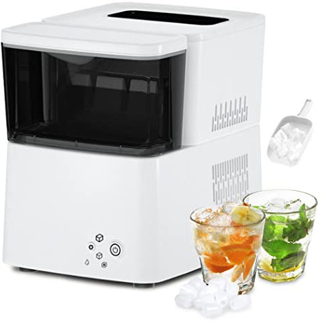 0℃ Outdoor Automatic Self-Cleaning Ice Cube Making Machine with Ice Scoop, 12kg/24H, 9pcs Ice Cubes Ready in 6-13 Mins, Quiet Energy Efficient Freestanding Ice Maker Machine for Home/Coffee Shop