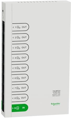 Schneider Electric - Resi9 SWITCH ETHERNET 9 PORTS, 8 PORTS 1GBIT POE 30 W MAX, BUDGET TOTAL 92 W - R9H9SWP92