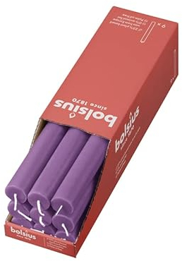 Bolsius - Candele rustiche – viola – 9 pezzi – 27 x 2,3 cm – lunghezza durata 13 ore – non profumate – cera vegetale naturale – senza olio di palma
