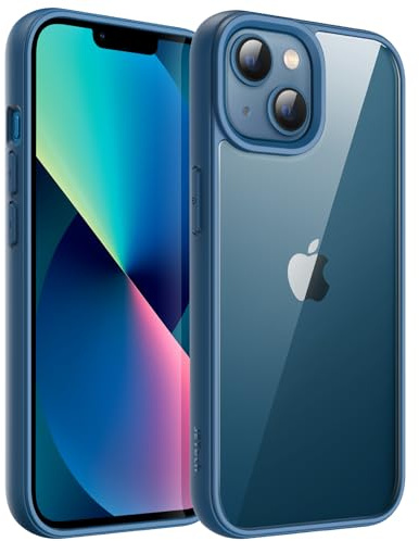 JETech Hülle für iPhone 13, Blau | Einfarbig Matter TPU-Rahmen, Kratzfest, Handyhülle mit Transparenter Rückseite