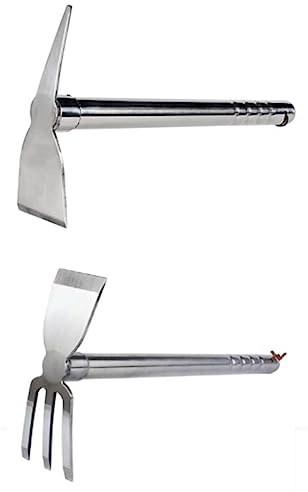 Qutsvosh 2-Teilige Kombinierte Landwirtschaftliche Werkzeuge, Multifunktional, Silber, Inklusive Einer 39 cm Großen Mehrzweckhacke und Einer 39 cm Großen Mehrzweck-Spitzhacke