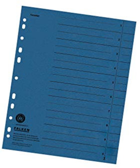 Original Falken 500er Pack Trennblätter. Made in Germany. Aus Recycling-Karton für DIN A4 blau Trennlaschen Trennblätter Ordner Register Kalender Blauer Engel