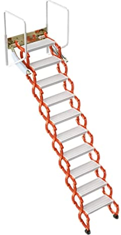 Dachbodenleiter, an der Wand montierte Dachbodenstufen, einziehbare Klapptreppe, herunterziehbare Dachbodentreppe mit Armlehnen, Dachbodenleiter für den Heimgebrauch