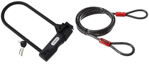 ABUS Bügelschloss Facilo 32/150HB230 + USH32-Halterung & Schlaufenkabel Cobra 10/200 - Stahlseil mit Kunststoff ummantelt