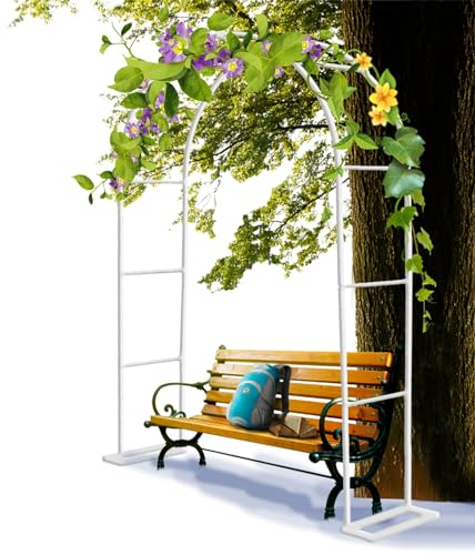 Gartenbogen Outdoor,Weiß Metall Rosenbogen,Garten Rankgitter Rankhilfe Rankbogen Metallbogen für Kletterpflanzen,Garten Torbogen Hochzeitsbogen für Dekoration,19mm