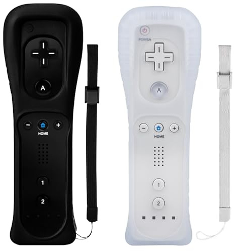 TechKen Lot de 2 manettes Wii avec étui en silicone et dragonne, télécommande Wii pour Wii/Wii U