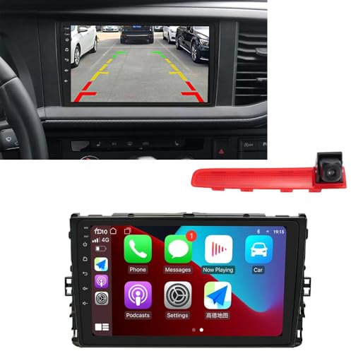 Autoradio mit GPS Navigation + HD Bremsleuchte Rückfahrkamera Ersatz für VW Multivan VI 6/Caravelle VI/VW Golf MAN TGE Crafter Arteon Atlas Passat B8 3G Tiguan AD1 Jetta Skoda Fabia III MK3 Combo NJ5