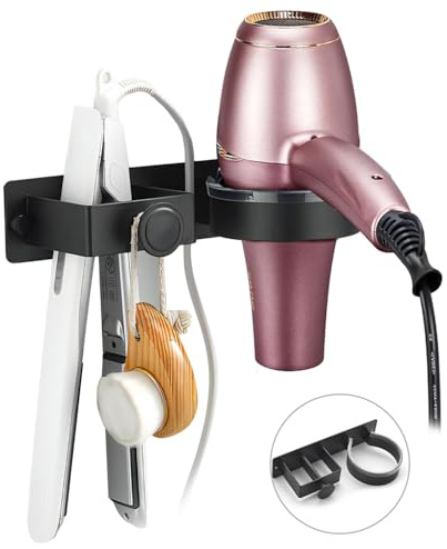JINYJIA Porta Phon da Muro, Porta Piastra per Capelli Senza Foratura, Acciaio Inox Porta Phon e Piastra, Adesivo Supporto per Asciugacapelli, per Bagno, Barbiere, Hotel