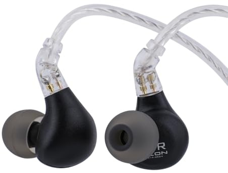 Linsoul BLON BL03 II In Ear Monitor, IEM con Driver Dinamico a Doppia Camera da 10 mm, Cuffie HiFi con Cavo Staccabile a 2 Pin per Musicisti Audiofili (3.5 mm Senza Microfono, Nero)
