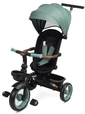 TOYZ - Triciclo Evolutivo para Niños Saber - Bicicleta de 3 Ruedas para Niños y Niñas - Bicicleta Infantil con Respaldo y Cinturón de Seguridad - 51x104x101 cm - Azul Cielo