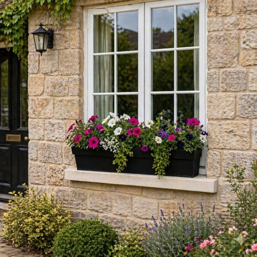 Gardening Naturally Aluzinc Windowsill Planter for Indoor & Outdoor Use – Perfect for Herbs, Flowers & Bulbs with Corrosion Resistance (Large - 80cm)