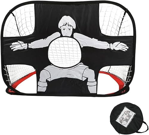 Fußballtor Kinder 2 in 1, Pop-Up Fussballtor Trainer mit Torwand Fußballtore Training für Kinder und Jugendliche, Fussball Tor 120 x 80 x 80 cm für Garten Outdoor (Schwarz)