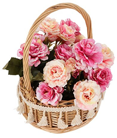 BATHVEVE 1pezzi Cesta Decorativa Stile Pastoral Con Fiori Artificiali Per Matrimoni Accessorio Per Foto e Decorazioni Per Eventi Ciclamino