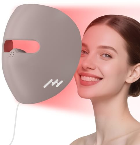 Mascarilla Facial LED 3D de Luz Roja 660nm y 850nm, 80 LED con Temporizador 10/15/20 min y 5 Niveles de Brillo - Silicona Suave para Casa y Viajes