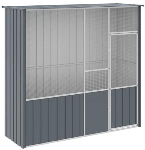 HUAKEHOM Voliere Vogelvoliere Vogelkäfig Anthrazit Vogelhaus Käfig 215x78x200 cm Verzinkter Stahl