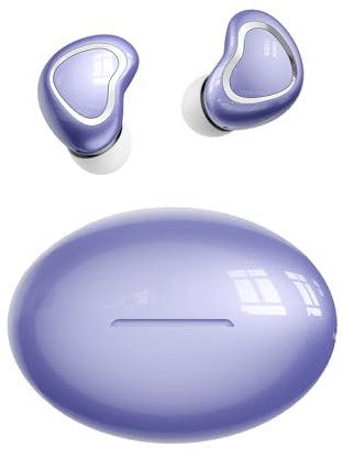 Auricolari in-ear wireless Bluetooth ENC con cancellazione del rumore per orecchie piccole, impermeabili, sportivi, per bambini, ragazze, viola, morbidi auricolari TWS, per iPhone, Android, per donne