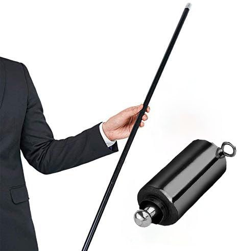 hominjoy Bâton de poche portable d'extérieur – 2 baguettes magiques en acier noir de 1,1 m pour les spectacles