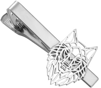 Dreamtimes Wolfskopf-Krawattenklammer Wikinger-Wolfskrawattenklammern für Herren Edelstahl-Krawattennadel Krawattenverschluss Nordischer Schmuck Geschenke