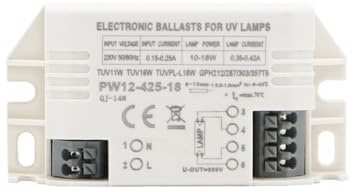 Balasto electrónico, Balasto electrónico for lámpara UV, luz UVC, CA 198-264 V, 4-18 W, universal, T5, tamaño 80 x 40 x 22 mm.