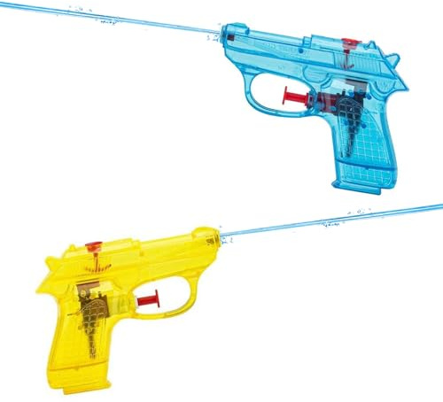 Funalix 2 Stück Mini Wasserpistolen für Kinder,Robuste Kleine Spritzpistole Spielzeug für Wasserschlacht im Garten, Pool (Grün & Gelb)