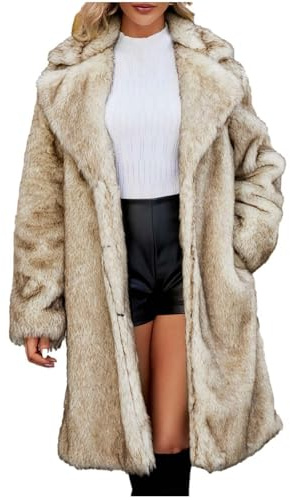 Manteau Long Fausse Fourrure Femme Hiver Veste en Fausse Fourrure pour Femmes Mi-Longue en Fausse Chaude Vestes Blouson d'hiver Manteaux et Blousons Femme Chaude en Peluche Outerwear Grande Taille