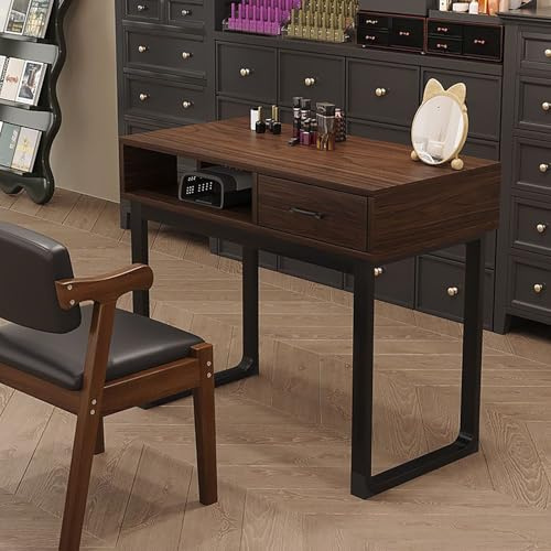 FORRTY Manikürtisch Nageltisch Mit Schubladen, Nagelstation Arbeitstisch Mit Stauraum for Nageltechniker, Salon & Heim Spa, Lern- Arbeits- Konferenztisch, Nageltisch(Braun,160cm(63))