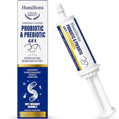 Hamiltons XL 60ml Prebiotic & Probiotic Paste Digestive Support Dogs Cats | Fast-Acting Supplement for Dog Diarrhea Treatment & Stomach Upset, Helps Maintain Firm Stools & Healthy Anal Glands