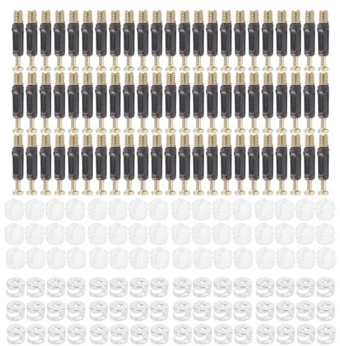DUZEPA Kit De 100 Connecteurs Excentriques Pour Meubles, Comprenant Un Boulon Excentrique De 15 Mm De Diamètre, Un Boulon Métallique De 35 Mm Et Un Écrou Pré-inséré De 10 X 11 Mm.