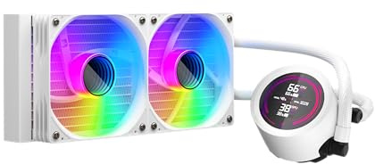 1ST PLAYER TS4 AIO Liquid CPU Cooler With Temperature Display,800-1800 RPM ARGB PWM Fans,For LGA 1851/1700/1200/115X,For AM5/AM4 (240WH)