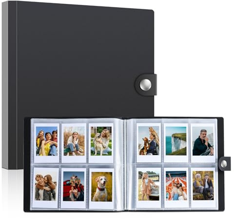 DoocliB Mini Fotoalbum für Polaroid, Fotobuch zum Einkleben für Instax Mini | Album für 144 Fotos, zur Aufbewahrung von Baby, Kinder, Familien und Hochzeitsbildern (Schwarz)