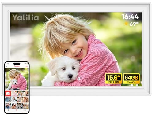 64GB FRAMEO 15,6 Zoll Digitaler Bilderrahmen - 1920 * 1080P FHD IPS Touchscreen Digitale Bilderrahmen, Auto Rotation Elektronischer Fotorahmen, Teilen Sie Fotos/Videos Sofort